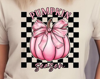 秋のPNG、レトロなパンプキン、コケットパンプキン、トレンドPNG、コケットボウ、パンプキンスパイスPNG、昇華デザイン、レトロデザイン、ピンクのパンプキン、