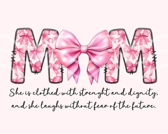 Kokett mammadesign, bibelvers, hon är klädd i styrka, mamma png, rosettdesign, mors dag png, Jesus png, trodesign, mamma, kokett