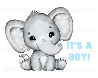 It's A Boy Png, Elephant Sublimation Design, Gender Reveal, Baby Elephant Png, Baby Shower, Shirt Designs, Pregnancy Announcement, Png File