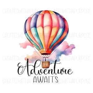 Sublimation Design, Hot Air Balloon Sublimation Png, Kids Sublimation Designs, Digital Download, Onesie Png, Bib Png Sublimation, Wall Art