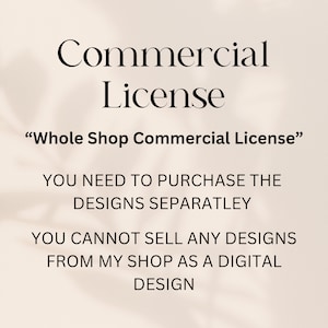 Commercial License, Whole Shop Commercial License, Design Licenses, Png Licenses