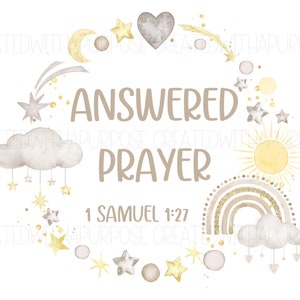 PNG, Answered Prayer Png, Children Png, Sublimation, Faith Png, Download, Onesie Png, Children Art Design, Rainbow Png, Clouds And Stars Png