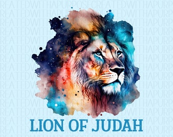 Lion Of Judah Sublimation Png, Lion Png, Christian Design For Men And Women, Jesus Png, Watercolor Lion Png, Faith Png, Sublimation Transfer