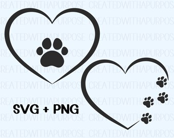 Heart Paw Svg, Png, Instant Download, Paw Png, Paw Svg, Heart Bundle, Digital Download