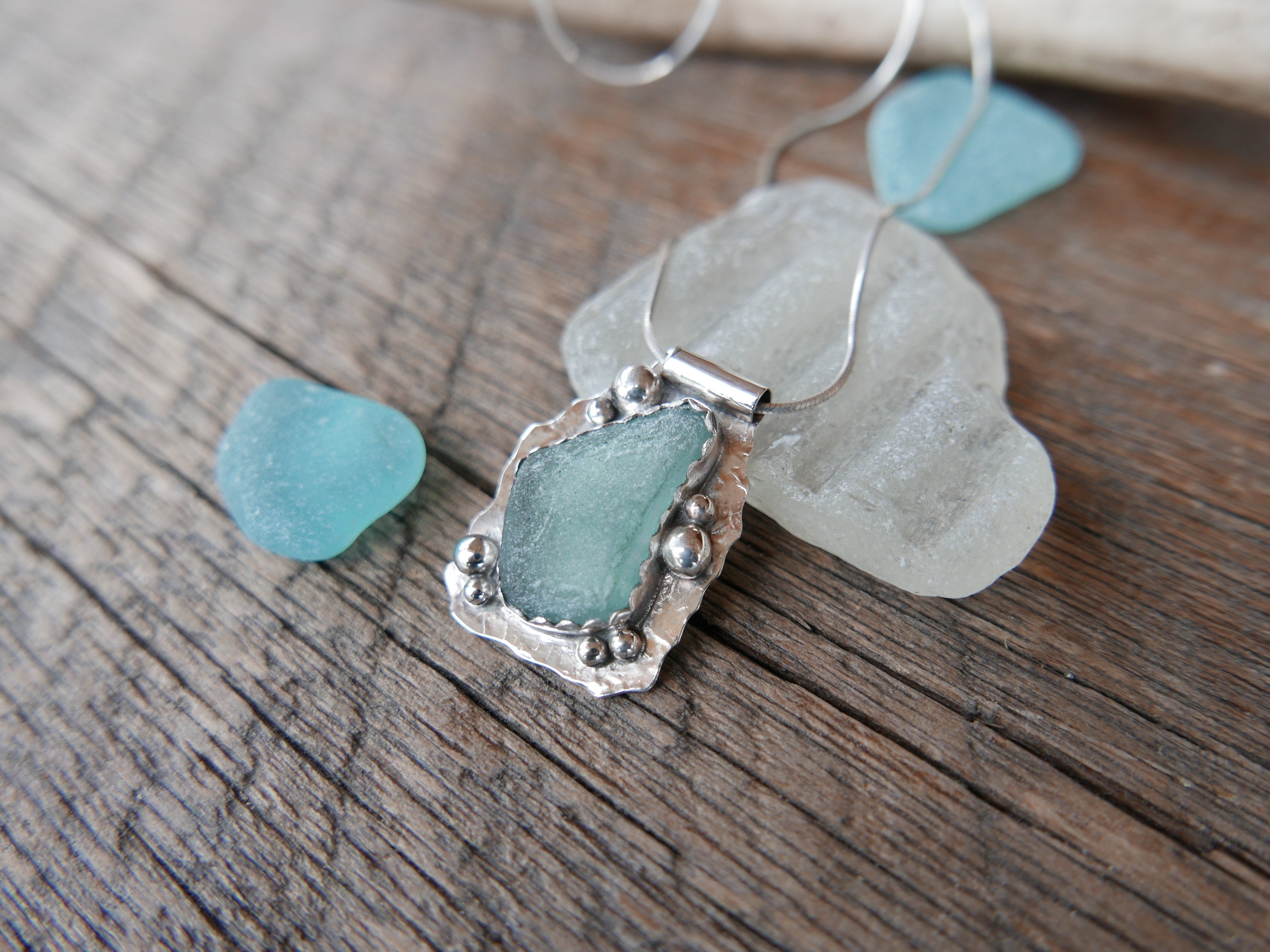 Sterling Silver Sea Glass Pendant Etsy