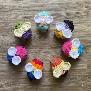 LG(bee)T bees crochet stuffed bees