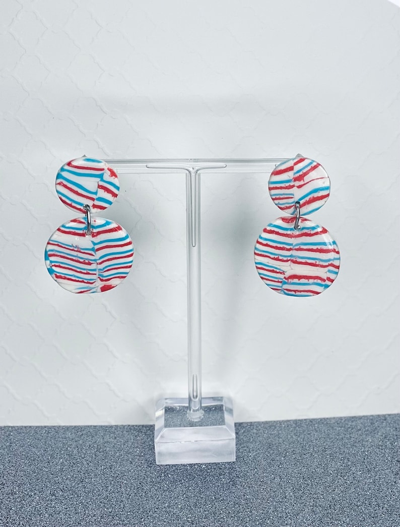 Crest stripes polymer clay earrings