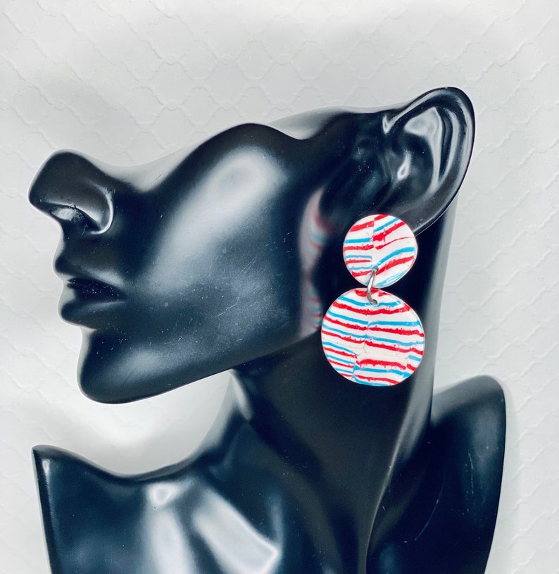Crest stripes polymer clay earrings