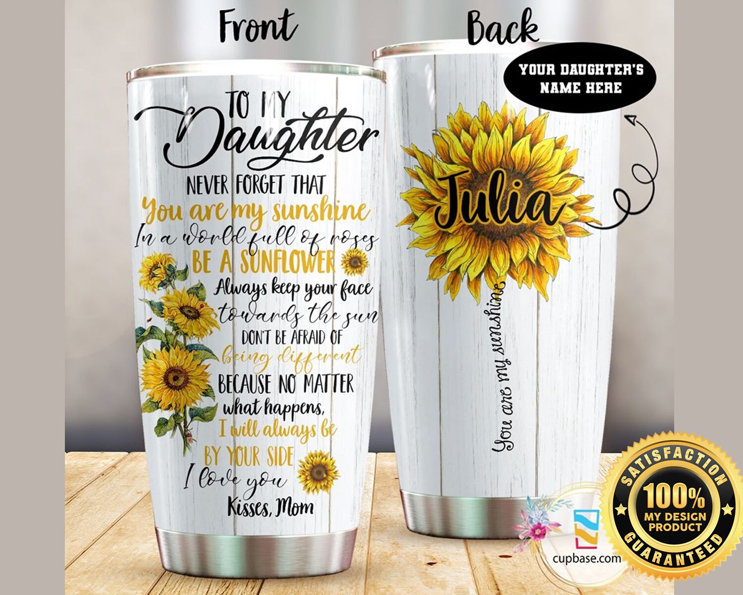 To My Daughter Custom Name Edelstahl Becher Tochter Name Etsy