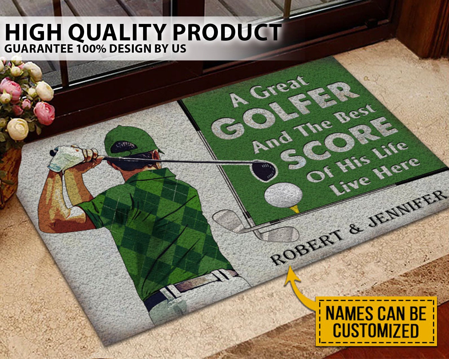 Custom Name Golfer Doormat/Outdoor Doormat Indoor Doormat Etsy