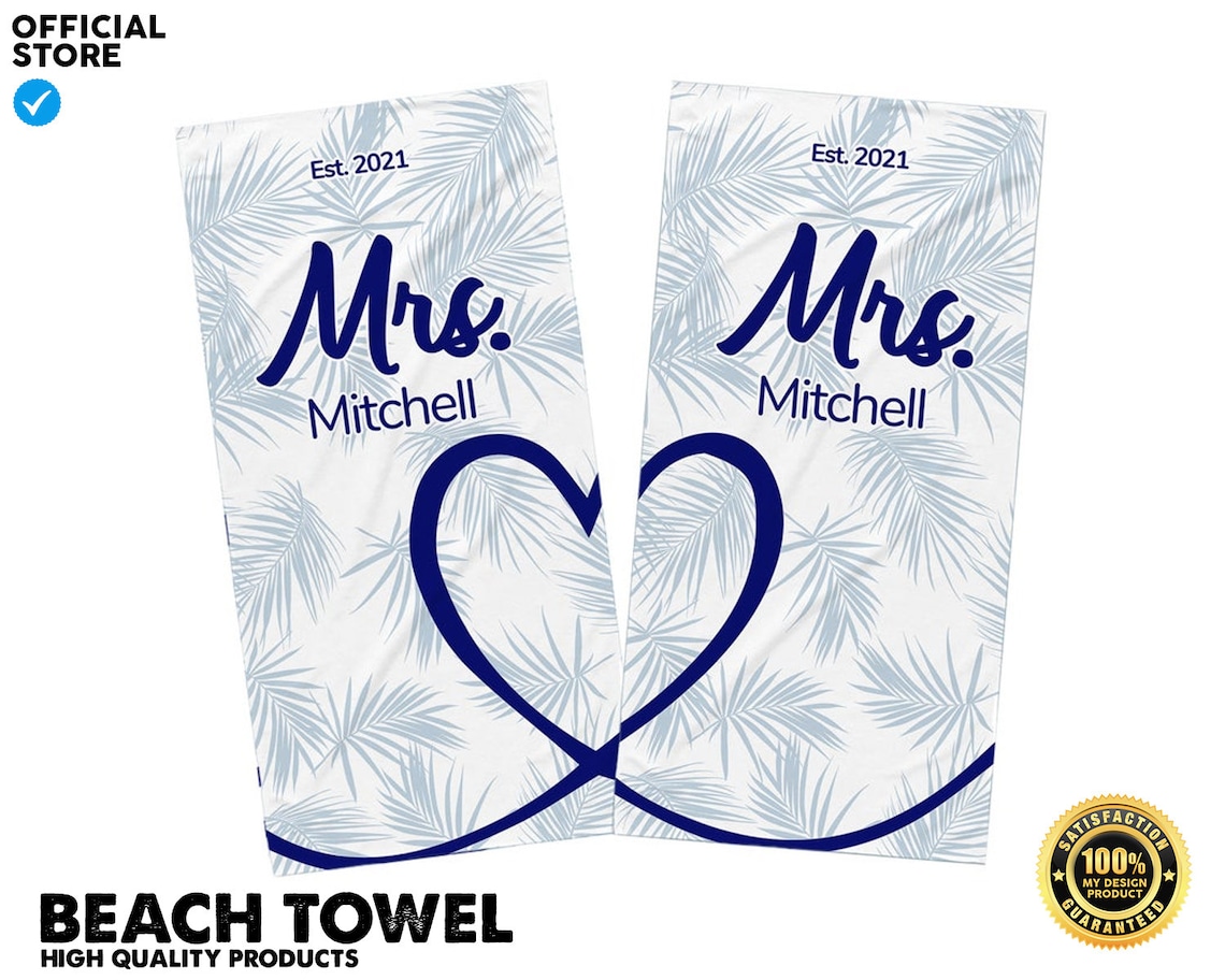 Custom Name Mr Mrs Beach Towels Custom Rectangle Beach Towel Etsy Custom Name Mr Mrs Beach Towels Custom Rectangle Beach Towel Etsy