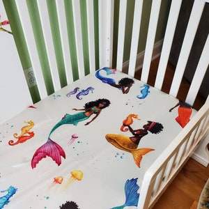 Beautiful Black Satin Mermaid Crib Sheet (Closing Shop Sale)
