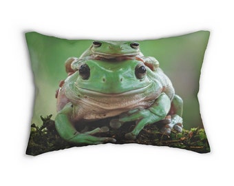 Frogs Lumbar Pillow - Free Shipping - Printed Front & Back - Includes Insert - Throw Pillows - Large Size 14x20