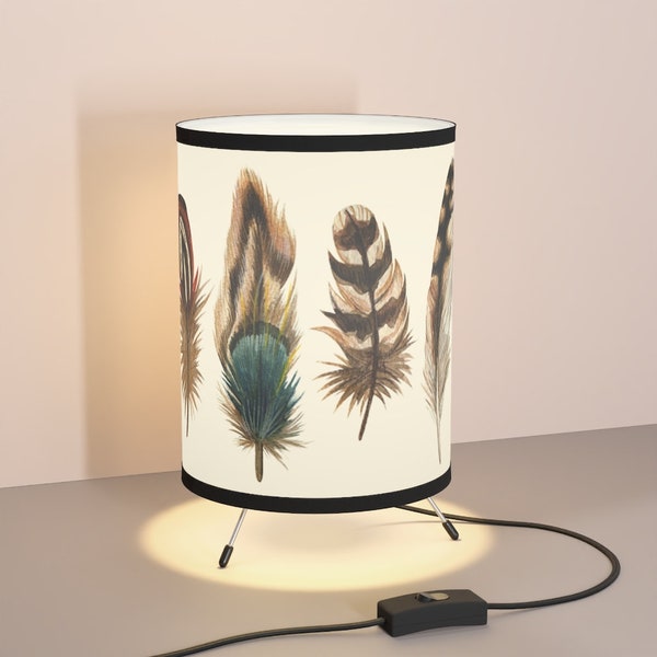 Boho Feathers Night Light, Boho Indian Night Light, Southwest Feathers Night Light, Trippy Table Lamp, Boho Table Lamp