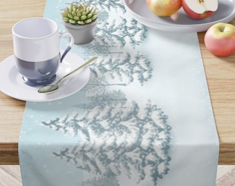 Snowy Trees Table Runner, Cloth Table Runner, Table Centerpiece, Runner for Table, Linen Runner, Custom Table Runner, Holidays