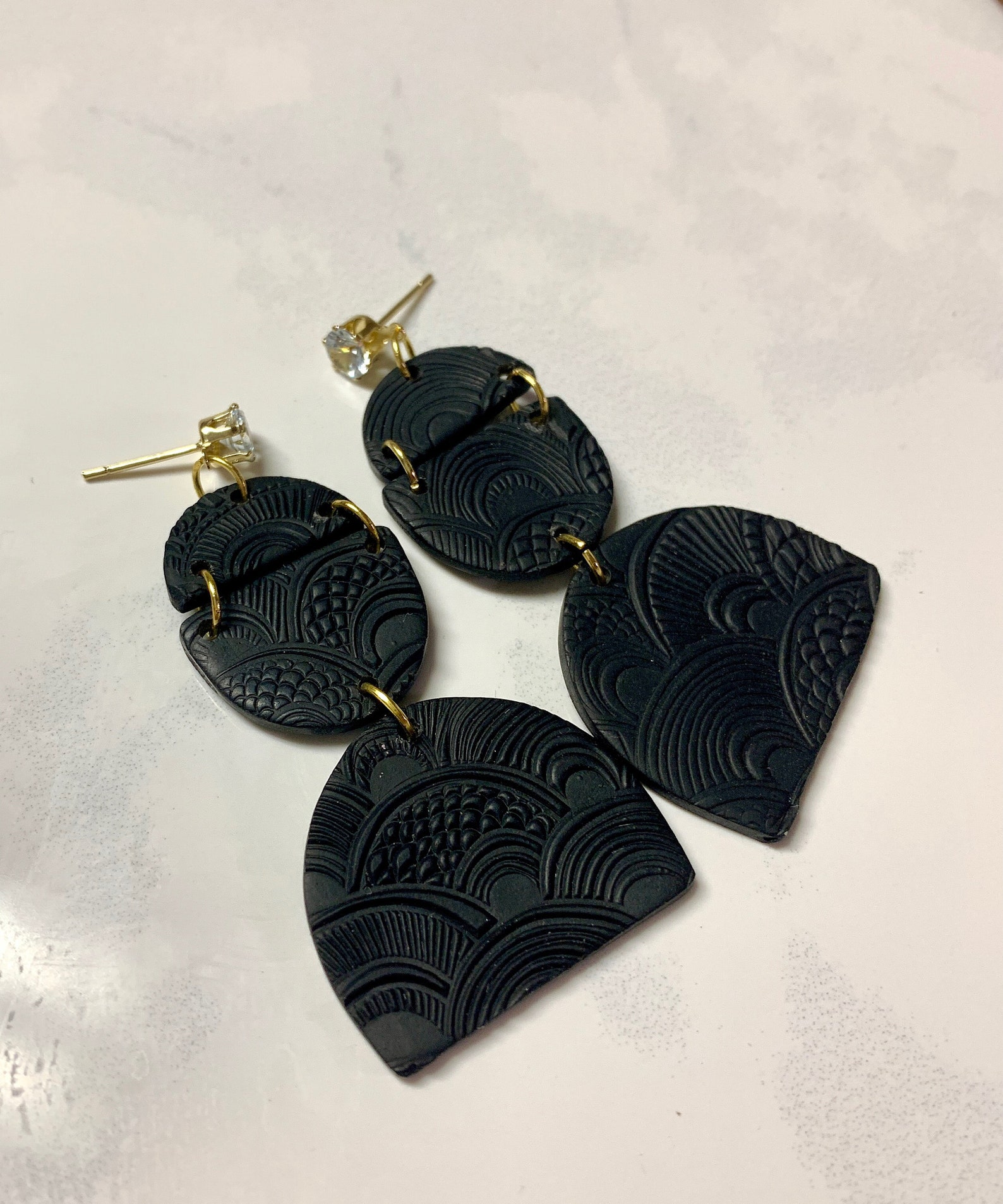Handmade Earrings Polymer Clay Earrings Black Earrings | Etsy