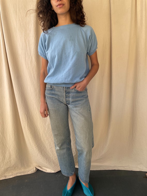 vintage pale blue raglan short sleeve sweatshirt - image 4