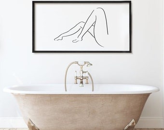 Laying Legs Line Drawing, Line Art, Abstract Art Print, Black and White Print, Instant Download, Abstract Wall Art, Wall Decor, Wall Art