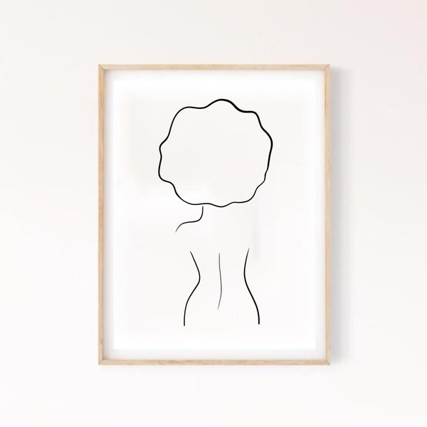 Back Curves III Line Art, Minimal Black Art, Abstract Art Print, Black Woman, Instant Download, Black Girl Art, Wall Decor, Wall Art, POC