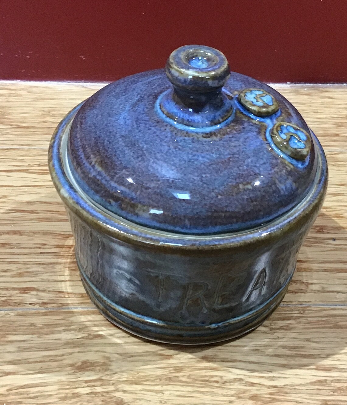 Unique ceramic lidded pet treat canister Etsy