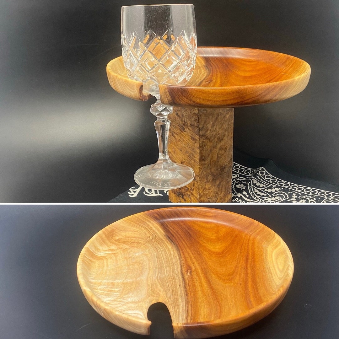 Acacia Wine and Cheese Caddy Plate Hand Turned Natural Live Etsy
