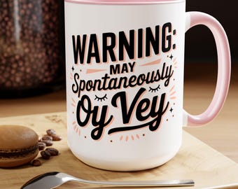 Taza judía para mujer, regalo divertido judío "Oy Vey", taza de café de 433 ml, taza con humor judío, regalo para mamá judía, regalo para mujer judía, regalo divertido