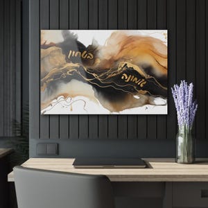 Jewish Modern Art, Jewish Abstract Art, Alcohol Ink, Resin Pour, Painting on Acrylic, Glass Like, 36 × 24, Luxury Art, Bitachon and Emunah