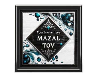 Personalized Bar Mitzvah Gift, Custom Bar Mitzvah Wood Box, Jewish Boy Gift, Keepsake, Jewish Memory Box, Bar Mitzvah, Print Ceramic Top