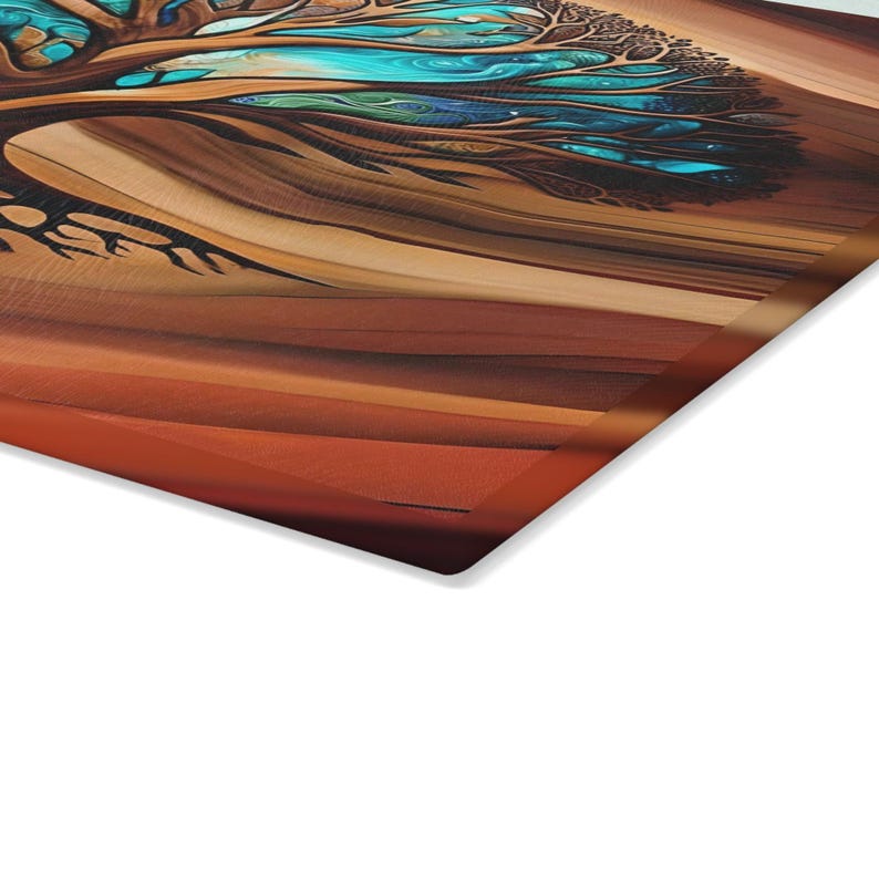 Personalized Charcuterie Board, Tree of Life Glass, Custom Wedding Gift, Resin - Epoxy- Wood Look Print on Glass, Couple Gifts Cutting Board image 6