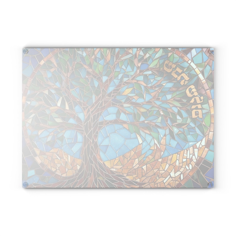 Challah Board, Challah Tray, Challah Plate, Shabbat Shalom, Jewish Wedding Gift, Judaica, Jewish Gift, Mosaic Print, Glass, Tree of Life image 4