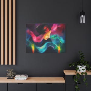 Jewish Modern Art, Jewish Shabbat Art, Candle Lighting Painting, Abstract Art, Canvas Print, Jewish Painting , Large 40&quot; x 30&quot;, Judaica