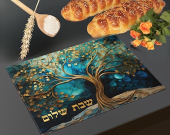Challah Cover, Challa Cover, Shabbat Shalom, Tree of Life Art Print, Extra Sturdy, Jewish Wedding Gift, Judaica Gifts, Cotton, Jewish Gifts