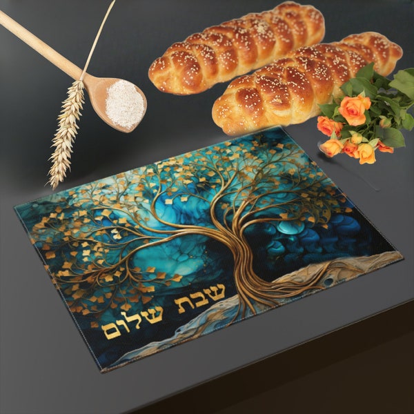 Challah Cover, Challa Cover, Shabbat Shalom, Tree of Life Art Print, Extra Sturdy, Jewish Wedding Gift, Judaica Gifts, Cotton, Jewish Gifts