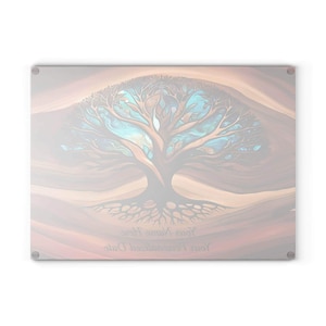 Personalized Charcuterie Board, Tree of Life Glass, Custom Wedding Gift, Resin - Epoxy- Wood Look Print on Glass, Couple Gifts Cutting Board image 5