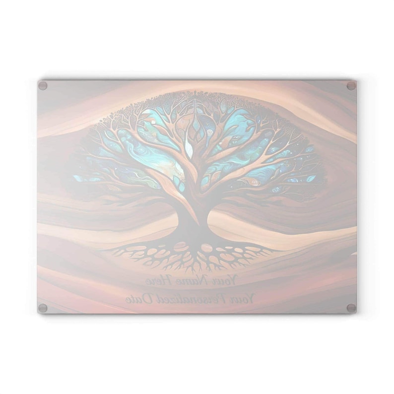 Personalized Charcuterie Board, Tree of Life Glass, Custom Wedding Gift, Resin - Epoxy- Wood Look Print on Glass, Couple Gifts Cutting Board image 5