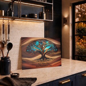Personalized Charcuterie Board, Tree of Life Glass, Custom Wedding Gift, Resin - Epoxy- Wood Look Print on Glass, Couple Gifts Cutting Board image 16