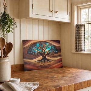 Personalized Charcuterie Board, Tree of Life Glass, Custom Wedding Gift, Resin - Epoxy- Wood Look Print on Glass, Couple Gifts Cutting Board image 12