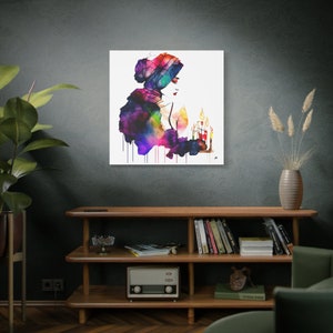 Jewish Shabbat Art, Jewish Modern Art, Jewish Abstract Art, Alcohol Ink Inspired Painting Print On Canvas, Jewish Candle Lighting,  36 x 36