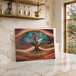 Personalized Charcuterie Board, Tree of Life Glass, Custom Wedding Gift, Resin - Epoxy- Wood Look Print on Glass, Couple Gifts Cutting Board image 14