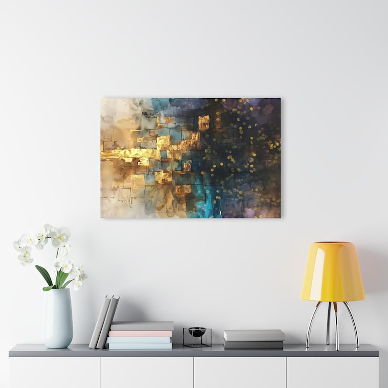 Abstrakcyjna sztuka żydowska, sztuka Kotel, sztuka jerozolimska, sztuka izraelska, wydruk tuszem alkoholowym na szkle akrylowym, 36 × 24, nowoczesna sztuka żydowska, judaika zdjęcie 6