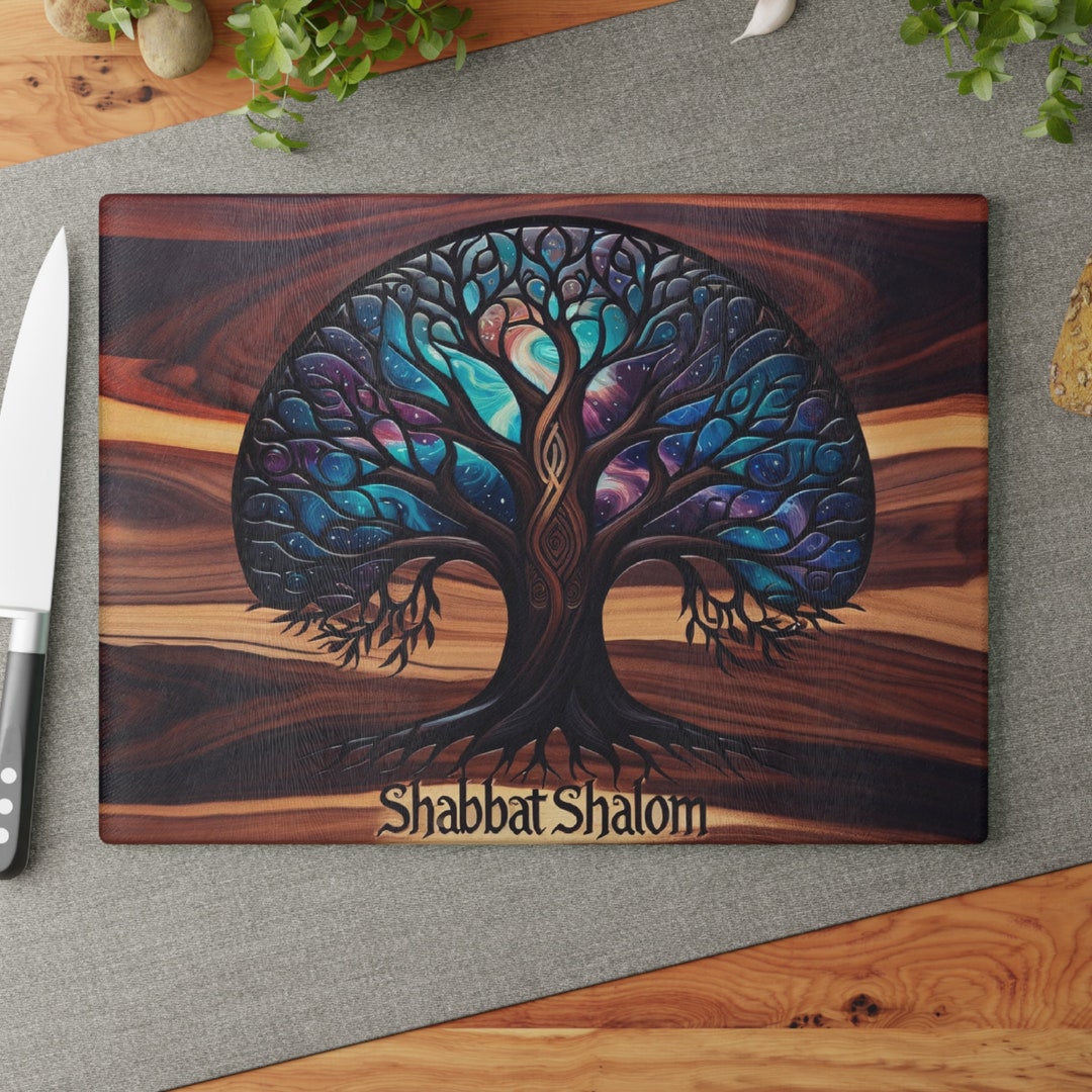 Challah Board, Glass Challah Tray, Challah Plate, Tree of Life, Epoxy