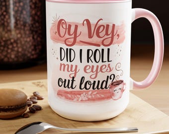 Regalos de taza judía para mujeres, Oy Vey, regalo judío divertido, taza de café de 15 oz, taza de humor judío, regalo para mamá judía, regalo para mujer judía, encantador, bohemio