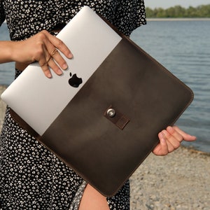 Leather Laptop Sleeve 13 15 inch, MacBook Air Pro Case, Slim Leather Laptop Cover, Custom Macbook Pro 13 Case, Personalized Gift