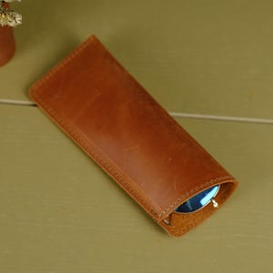 Estuche de cuero para gafas de sol: soporte de cuero personalizado para gafas, funda para gafas de lectura, estuche para gafas de sol hecho a mano, regalo para él y ella