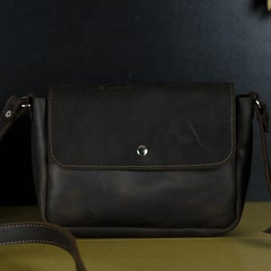 Personalized Leather Handbag for Women/ Custom Mini Crossbody Bag with Magnetic Closure/ Handmade Gift Purse Made in Ukraine, Elegant Style