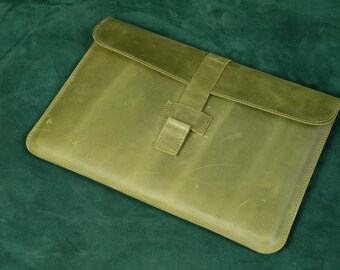 Personalized MacBook Leather Case, Handmade Slim Laptop Sleeve for Air Pro Neo 13 14 15 16, Custom Computer Cover Gift