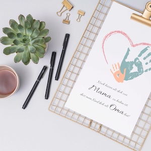 Regalo Día de la Madre | Mamá y abuela | personalizable con huella de mano | como descargar | digitales | Din A4 para imprimir tú mismo