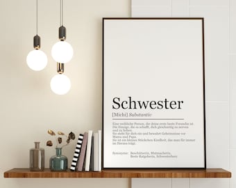 Geschenk Schwester | personalisiert Poster | Definition | minimalistisch |A4, A3 oder digital | Geburtstag | Geschenkidee Weihnachten