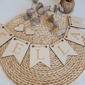 Wooden garland name personalized I wooden pennant chain letters | Children's room decoration | Wooden sign | Door sign | Gift birth Christmas