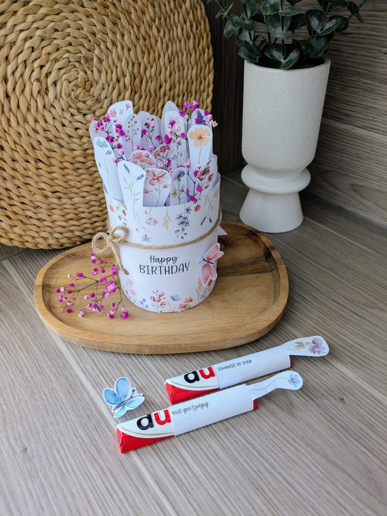 Duplo Wildflower Wrappers PDF, DIY Birthday Gift | Small Thank You Gift | Personalized Sayings Template | Digital Download image 3